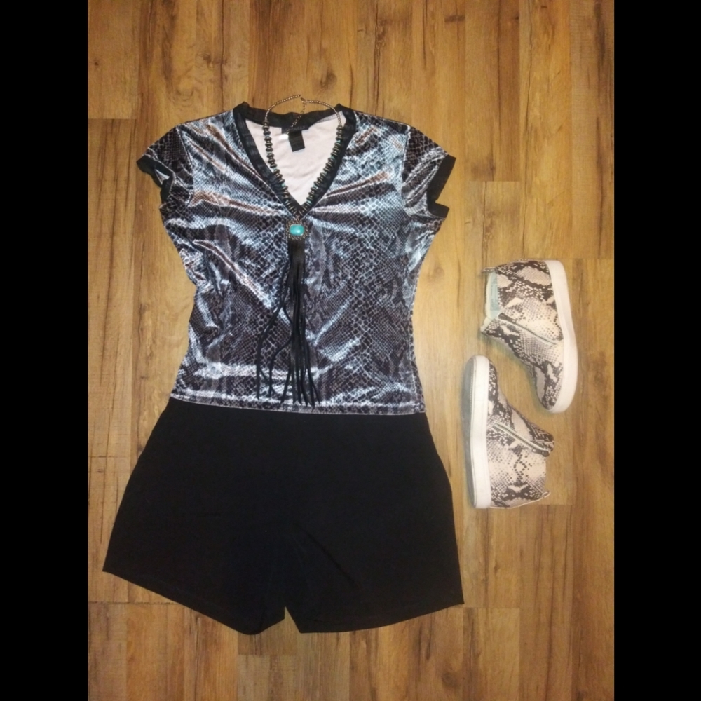 Express Snake Print Velvet Top